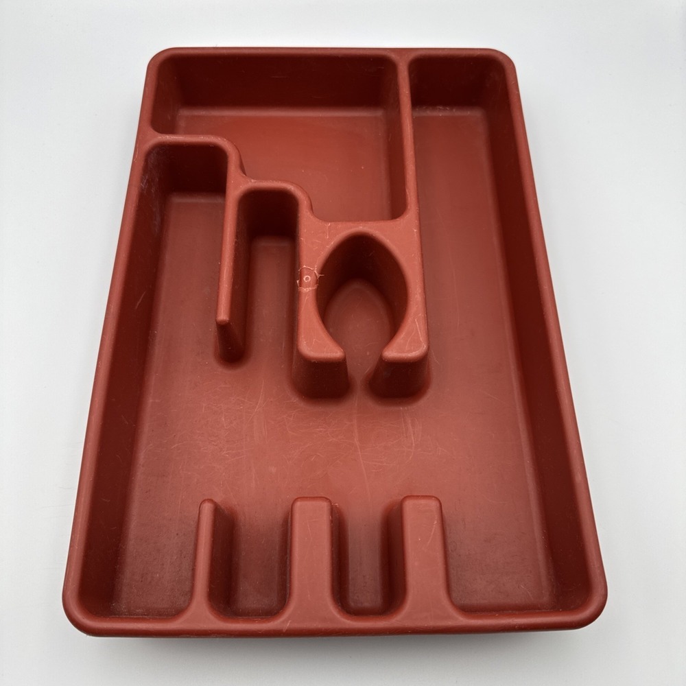Vintage Rubbermaid Red Orange #2921 Silverware Tray Flatware Drawer Organizer